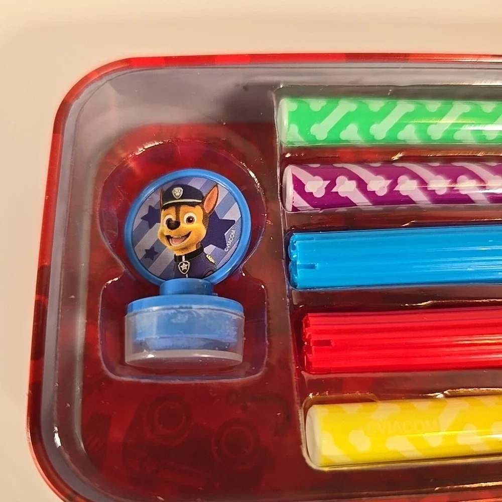 Paw Patrol Tin‎ Pencil Case Box With Colored Markers And Stamp Opened/Unused
